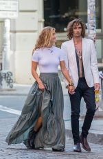 NINA AGDAL on the Set of a Photoshoot in New York 08/24/2017