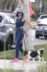NINA DOBREV Takes Her Dog Out for a Walk in Los Angeles 08/15/2017