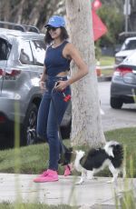 NINA DOBREV Takes Her Dog Out for a Walk in Los Angeles 08/15/2017