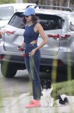 NINA DOBREV Takes Her Dog Out for a Walk in Los Angeles 08/15/2017