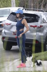 NINA DOBREV Takes Her Dog Out for a Walk in Los Angeles 08/15/2017