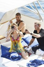 PARIS HILTON and Chris Zlyka at a Boat Trip on Amalfi Coast 08/18/2017