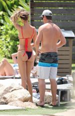 Pregnant APRIL LOVE GEARY in Bikini at a Pool Hawaii 08/17/2017