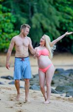 Pregnant HEIDI MONTAG in Bikini at a Beach in Hawaii 08/09/2017