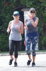 REESE WITHERSPOON Out Jogging in Brentwood 08/27/2017