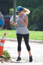 REESE WITHERSPOON Out Jogging in Brentwood 08/27/2017