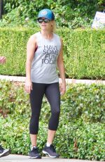 REESE WITHERSPOON Out Jogging in Brentwood 08/27/2017