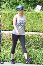 REESE WITHERSPOON Out Jogging in Brentwood 08/27/2017
