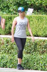 REESE WITHERSPOON Out Jogging in Brentwood 08/27/2017