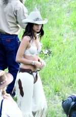 SARA SAMPAIO and TAYLOR HILL in Cowboy Outfit Shooting for Victoria