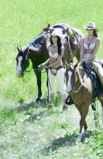 SARA SAMPAIO and TAYLOR HILL in Cowboy Outfit Shooting for Victoria