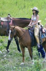 SARA SAMPAIO and TAYLOR HILL in Cowboy Outfit Shooting for Victoria