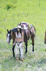SARA SAMPAIO and TAYLOR HILL in Cowboy Outfit Shooting for Victoria