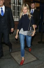 SIENNA MILLER Leaves Apollo Theatre in London 08/15/2017