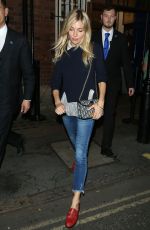 SIENNA MILLER Leaves Apollo Theatre in London 08/15/2017