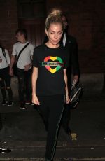 SIENNA MILLER Leaves Apollo Theatre in London 08/24/2017