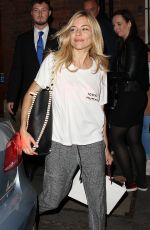 SIENNA MILLER Leaves Her Performance in Cat on a Hot Tin Roof in London 08/14/2017