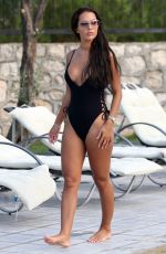 YAZMIN OUKHELLOU in in Swimsuit at a Pool in Turkey 07/17/2017