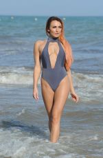 ZARALENA JACKSON in Swimsuit on the Set of a Photoshoot in Spain 08/21/2017