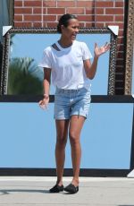 ZOE SALDANA in Shorts Out and About in Los Angeles 08/05/2017