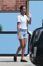 ZOE SALDANA in Shorts Out and About in Los Angeles 08/05/2017