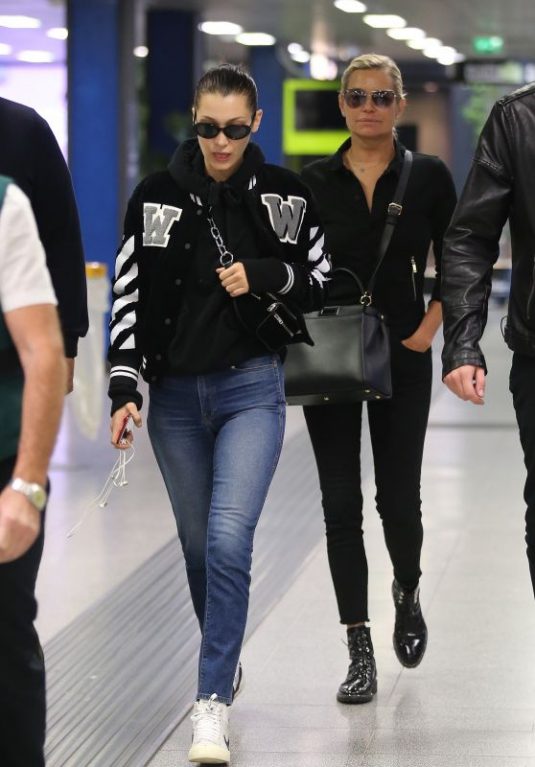 BELLA and YOLANDA HADID at Malpensa Airport in Milan 09/24/2017