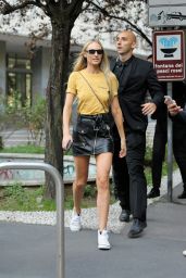CANDICE SWANEPOEL Leaves Bottega Veneta Fashion Show in Milan 09/23/2017