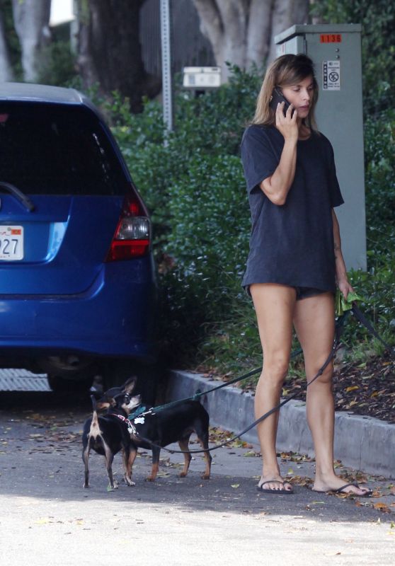 ELISABETTA CANALIS Out with Her Dogs in Beverly Hills 09/23/2017