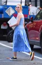 ELLE FANNING Arrives on the Set of Untitled Woody Allen Project in New York 09/25/2017
