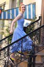 ELLE FANNING Arrives on the Set of Untitled Woody Allen Project in New York 09/25/2017
