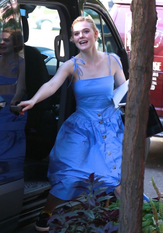 ELLE FANNING Arrives on the Set of Untitled Woody Allen Project in New York 09/25/2017