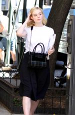 ELLE FANNING on The Set of Untitled Woody Allen Project in New York 09/29/2017