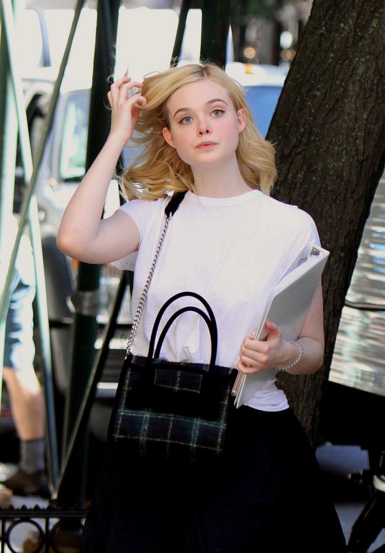 ELLE FANNING on The Set of Untitled Woody Allen Project in New York 09/29/2017