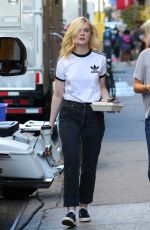 ELLE FANNING on the Set of Woody Allen Movie in New York 09/15/2017