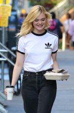 ELLE FANNING on the Set of Woody Allen Movie in New York 09/15/2017