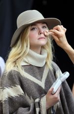 ELLE FANNING on the Set of Woody Allen Movie in New York 09/26/2017