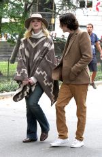 ELLE FANNING on the Set of Woody Allen Movie in New York 09/26/2017