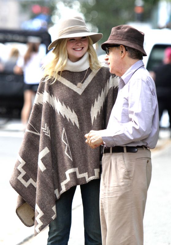 ELLE FANNING on the Set of Woody Allen Movie in New York 09/26/2017