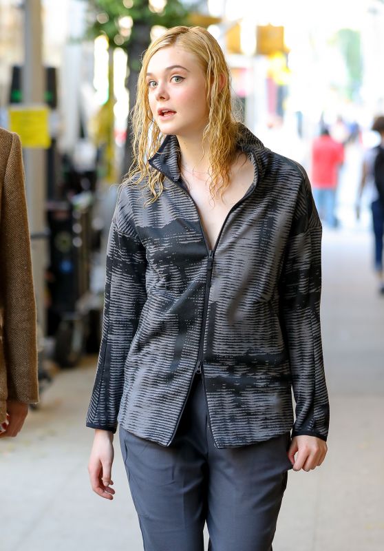 ELLE FANNING on the Set of Woody Allen Project in New York 09/25/2017