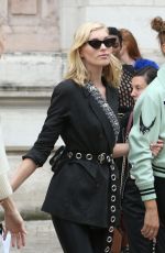 ELSA HOSK and JOSPEHINE SKRIVER Arrives at Balmain Fashion Show in Paris 09/29/2017
