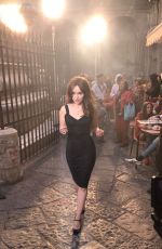 EMILIA CLARKE Filming on the Streets of Naples 09/02/2017
