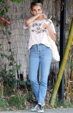 EMMA ROBERTS Having Her Car Washed in Los Angeles 09/26/2017