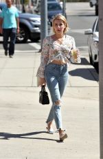 EMMA ROBERTS in Ripped Jeans Out in Los Angeles 09/29/2017