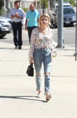 EMMA ROBERTS in Ripped Jeans Out in Los Angeles 09/29/2017