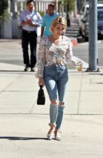EMMA ROBERTS in Ripped Jeans Out in Los Angeles 09/29/2017