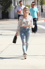 EMMA ROBERTS in Ripped Jeans Out in Los Angeles 09/29/2017