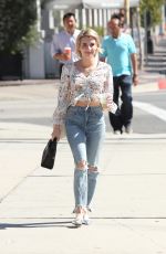 EMMA ROBERTS in Ripped Jeans Out in Los Angeles 09/29/2017