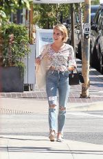 EMMA ROBERTS in Ripped Jeans Out in Los Angeles 09/29/2017