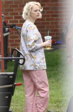 EMMA STONE on the Set of Maniac in New York 08/31/2017