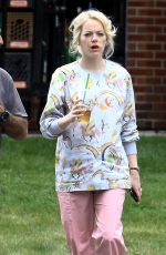 EMMA STONE on the Set of Maniac in New York 08/31/2017
